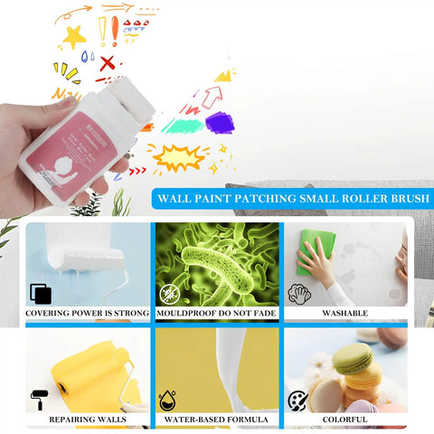 2 Pack Small Roller Wall Patch Kit With Spackle Roller Roll On Wall Repair Tool features and benefits collage
