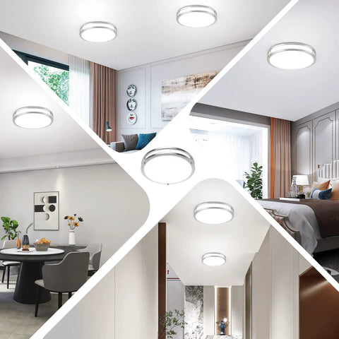 2 Pack 36W 3600LM LED Flush Mount Ceiling Lights Ultra Bright Daylight White 5000K 13 Inch Dimmable Fixtures in various rooms