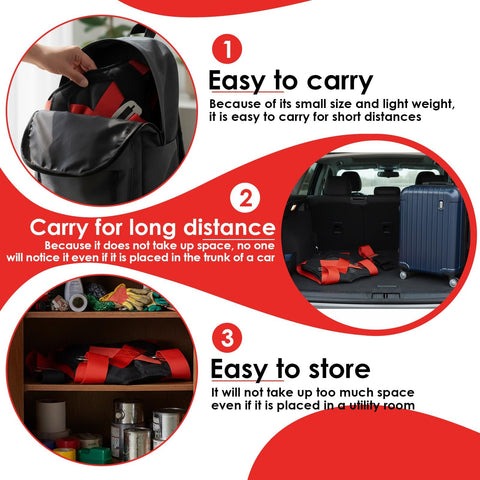Two Person Moving Straps With Back Support, easy to carry in backpack, compact storage in car, ideal for home use