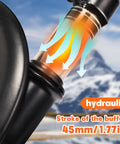 12 Inch Front Suspension Fork With Alloy Steel Holder detail showing hydraulic buffer stroke in mountain setting, 45mm/1.77in.