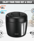 Black 32 Oz Thermo Food Jar For Hot Meals Keeps Soup Warm For Hours Vacuum Insulated Stainless Steel Bento Box with Infographic