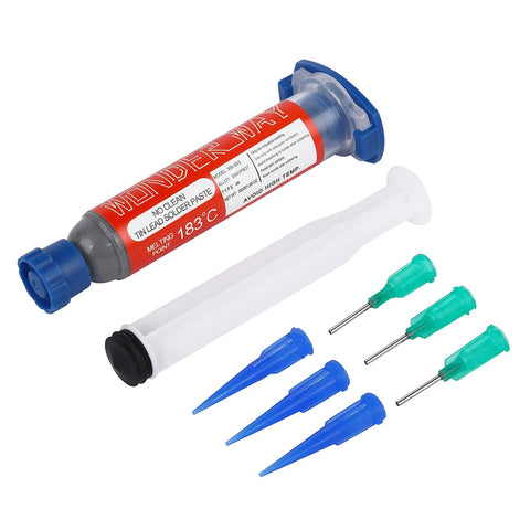 Sn63 Pb37 Tin Lead T4 Solder Paste No Clean 183C Melting Point 30g Paste 39g Total Weight Flux Content 10.5 Percent with accessories
