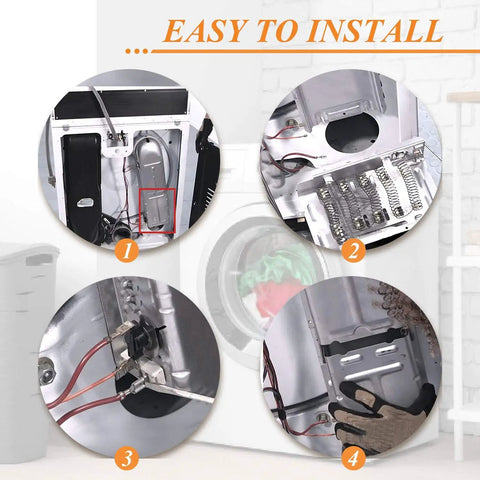 Dryer Heating Element Replacement Kit With Thermal Fuse And High Limit Thermostat Pro Grade Easy Install shown installed in dryer