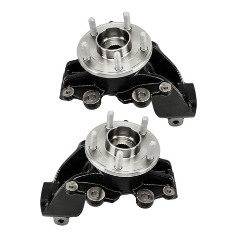 Beefy Front Steering Knuckle And Wheel Bearing Hub Assembly Set For Ford Focus 2012 To 2018 Two Piece Passenger And Driver Side With Seals Lock Rings And Axle Nuts Included