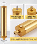 Oil Water Separator For PCP Air Compressors With 8mm Quick Connectors High Pressure Air Filter Seamless Aluminum Alloy Gold Finish