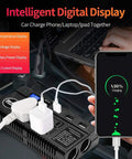 Game Changer 120W Car Power Inverter Loads Up Your Ride With Four Quick Charge USB slots and three standard outlets connected to phone.