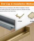 Black Aluminum Finger Edge Pull Handle installation method with A-style and B-style end caps for cabinets and furniture