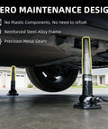 Heavy Duty Mechanical Screw Truck Jack Oil Free Build Featuring Precision Steel Gears 2 Ton 4000 Lb Capacity under a vehicle no plastic components