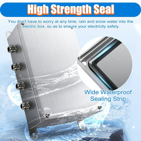 Weatherproof Junction Box For Wall Mount Tough As Nails Built To Last Heavy Duty 304 Stainless Steel Enclosure With Cable Glands