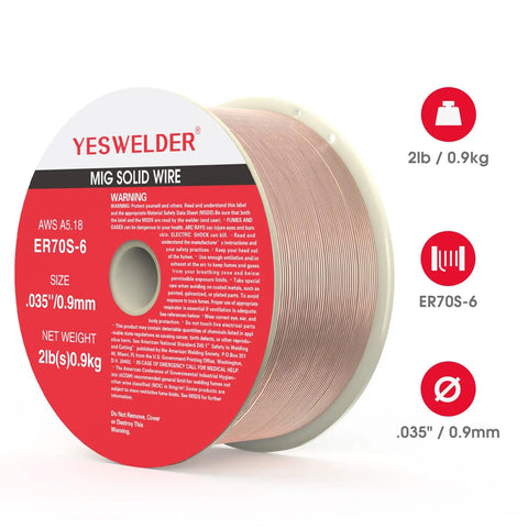 ER70S-6 MIG Wire For Mild Steel, 0.035 Inch Diameter, 2 Pound Spool, Pro-Grade ABS Plastic Core