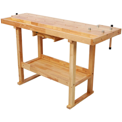 Built Tough 48 Inch Adjustable Standing Desk For Gaming Or Home Office Heavy Lifter 330 Lb Capacity Smooth Lift Computer Table With Plenty Of Workspace Prime Gear Setup, wooden design with lower shelf.