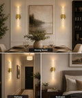 Modern Peel And Stick Wall Sconce Set Of Two Wireless Rechargeable Lamp With Magnetic Base For Smooth No Drill Install in dining room and hallway settings.