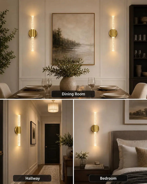 Modern Peel And Stick Wall Sconce Set Of Two Wireless Rechargeable Lamp With Magnetic Base For Smooth No Drill Install in dining room and hallway settings.