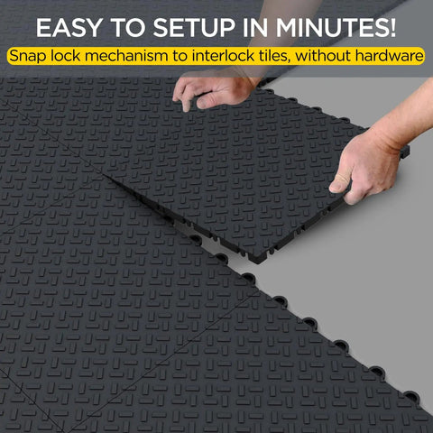 Interlocking Garage Floor Tiles Pack Of 48, Antislip Oil And Stain Resistant, 12x12 Inch, 0.5 Inch Thick, easy snap lock installation