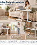 Mobile Rolling Desk Featuring Hidden Wheels And Smooth Pneumatic Height Adjustment Portable Laptop Stand For Home Office Or Bedside Setup Lightweight White Surface with plants and coffee.