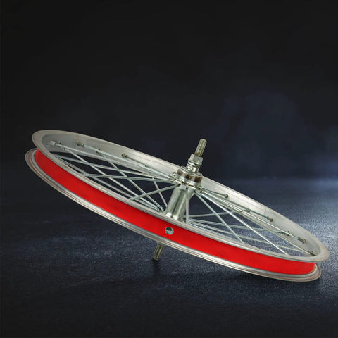 Red 18Mm Rim Tape Liner For 16 Inch Through 29 Inch Bikes, Tire Liner Rim Strip on bicycle wheel against dark background