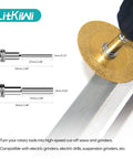 Upgraded Diamond Cutting Blade Tool With Dual Round Mandrels And Two Piece Quarter Inch Hex Shank Kit showing dual mandrels with hex shank.