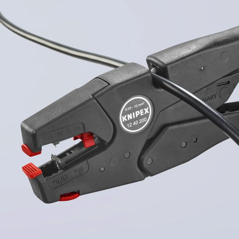 Automatic Wire Stripper For THHN 8 To 32 AWG, EvoStrip Model With Auto Adjust, No Sweat Strips On Single, Multi And Fine Stranded Cables Safely, Works On Plastic Or Rubber Insulation, Precise Cutting Depth Dial For Conductor Protection