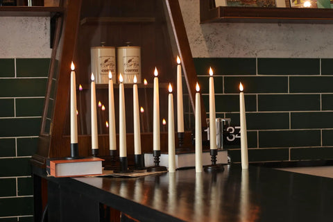 Dope Cone Shaped Flameless Window Candles 12 Pack LED Battery Powered Timed Warm Light With 3D Wick, Plastic Base, Remote Controls