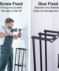Installation of Super Sturdy Steel Towel Rack Wall Mount For Small Bathrooms with screw and glue methods.