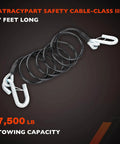 Coiled Trailer Safety Cable Kit With S Hooks, 7500 Lb Capacity, 7 Feet Long, Black Heavy Duty Towing Cables, Set Of 2, OE Compatible