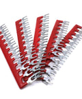 10 Pack Fork Type Terminal Jumper Block 12 Position Wire Connector Barrier Strip 400V 12A Black Red Brass Nickel Plated For Heavy Duty Round Copper Wire Connections, displayed stacked