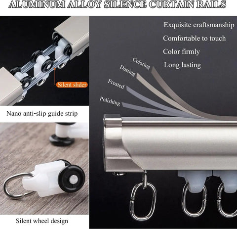 Heavy Duty Double Track Aluminum Sliding Barn Door Rail Kit Wall Or Ceiling Mounted Room Divider with silent wheels and anti-slip guide.