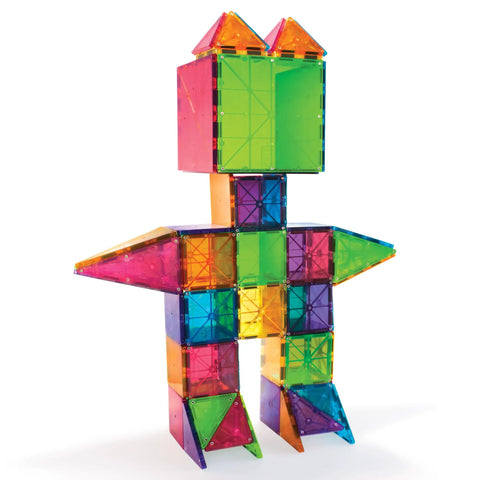 Classic 100 Piece Magnetic Construction Set With Translucent Geometric Shapes In Six Colors For Open Ended Building And STEM Fun