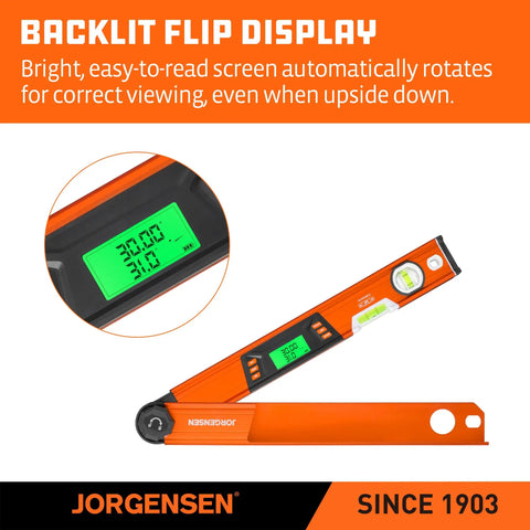 Digital Angle Finder And Protractor Level brings boss level precision with backlit screen for accurate readings in tough conditions.