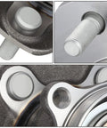 Close-up of steel Rear Wheel Bearing Hub Assembly For 2014-2017 Nissan Juke And 2014-2019 Rogue AWD OEM Replacement