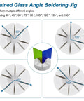 Stained Glass Multi Angle Jig showing various angle settings for soldering; designed for Rock Solid Glass Multi Angle Jig For Stained Glass Art Projects.