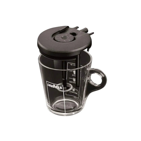 All In One Single Serve Espresso And Coffee Brewer With Built In Milk Frother Double Shot Function Adjustable Cup Height Easy To Use For Espresso Lungo Latte Cappuccino Macchiato And More in glass cup view