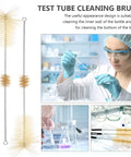 4 Piece Lab Flask Brush Set For 250ml Volumetric Flasks, Glass Tubes And Beakers Cleaning Brushes on a lab table with a scientist.