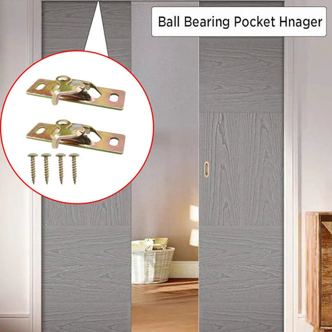 Image showing Two Piece Door Top Roller Clips With Screws And Sliding Door Hanger Plate For RVs And Storage Rooms, Compatible With One Quarter Inch To Three Eighths Inch Nuts, Easy Installation, Measures Three Inches Long By One Inch Wide.