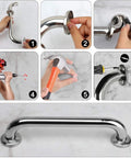 Stainless Steel Shower Grab Bar 2 Pack 24 Inch Bath Grab Handles with installation steps and corrosion resistant 304 stainless steel