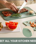 Set Of 3 Plastic Cutting Boards For Kitchen BPA Free Non Slip Dishwasher Safe Reversible With Grip Handles on kitchen counter