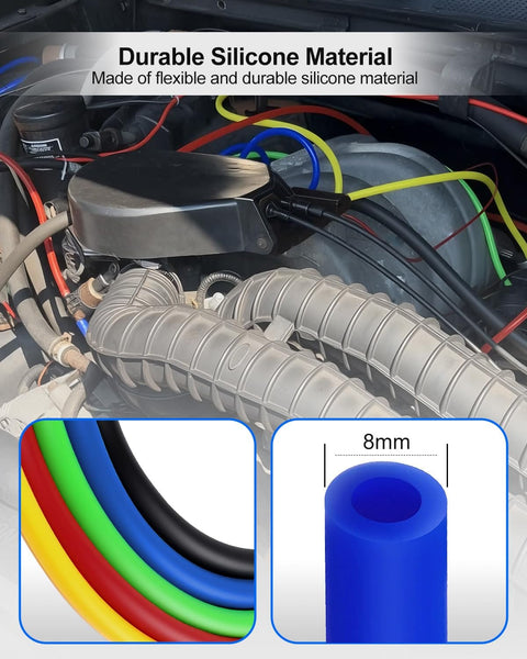 Ford 8mm Vacuum Line Kit For F150 1992 1993 1994 1995 1996 5.0 5.8 V8 Engines 5 Piece Silicone Hose Replacement Set
