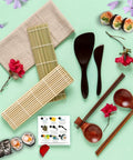 Premium Wood No Plastic Sushi Making Kit For Home Use Beginners To Pro Chefs Includes Bamboo Mats