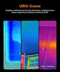 Dual-Lens WiFi Heat Cam With AI Upscale To 640x480 UIRA-IR 2MP Visual Sensor Five Modes Visual Thermal Fusion PIP Blending 25 Hz Frame Rate For Smooth Footage And Hidden Detail Detection showing moisture, insulation, and floor heating