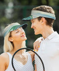 All Day Sun Shield Dragon Boat Festival Print UV Visor Hat With Curved Brim UPF Protection worn by smiling couple