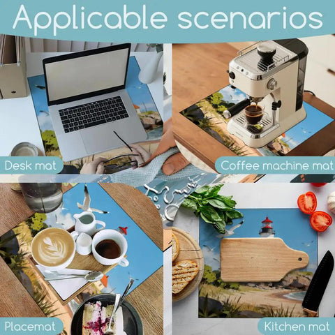 Coastal Beach Vibe Washer And Dryer Dust Covers 2 Pack 23.6x23.6 Inch used as desk, coffee machine, placemat, kitchen mat
