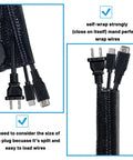 6.5ft Half Inch Cord Protector Split Loom Cable Sleeve For USB Power HDMI Audio Video Wires Braided PET Expandable Black