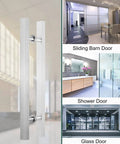 Go To Door Pull Handle For Barn Doors And Sliding Doors, Modern Square H Shape Push Pull Hardware, Sleek Durable Stainless Steel Silver Finish, 50 Cm 20 In, Easy Two Hole Install With Mounting Tools