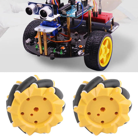 Omni Directional Mecanum Wheel Set For DIY Smart Robot Cars 80mm Grippy Rubber Coated Wheels For TT Motors Left And Right Pair