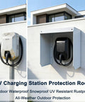 Kickass Heavy Duty EV Charger Cover With Slick Flip Up Door on wall, showcasing all weather protection for electric rig.
