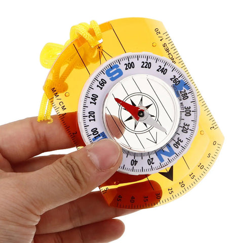 Trail Ready Orienteering Compass With Orange Lanyard High Precision Map Compass For Hiking And Backpacking with ruler in hand