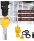 Heavy Duty PVC Thread Maker Kit With Electric Drill Adapter Includes Three Interchangeable Replacement Dies for Plumbing with molds and tool.