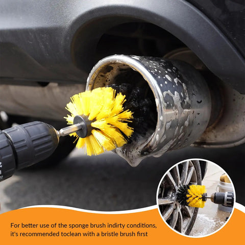 Drill using Eight Piece Aluminum Wheel Polishing Kit For Drills With Foam Sponge Polishing Balls Extension Holder And Magnetic Link Rod