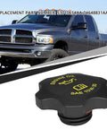 Engine Oil Filler Cap Replacement Compatible With Jeep Wrangler Cherokee Grand Cherokee Dodge Ram 1500 2500 3500 Dakota Durango Caravan Neon Chrysler Concorde PT Cruiser OEM 53010654AA 04648831AA, in front of a Dodge Ram truck.