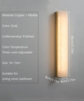 Modern Linear Alabaster Wall Sconce Featuring Polished Copper Base And Three Switchable Color Modes For Chill Bedroom And Living Room Super Sleek Bar Lamp Fixture on a wall with dimensions 80cm by 8cm.
